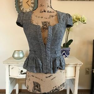Grey cap sleeve peplum jacket
